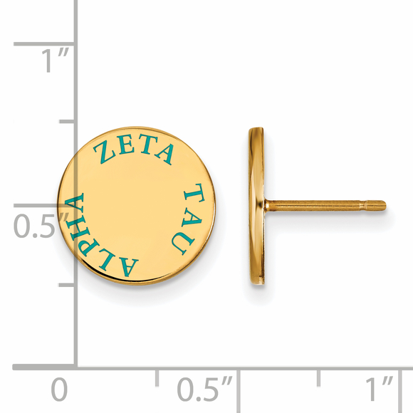 Sterling Gold-plated Zeta Tau Alpha Sorority Text Color Enamel Post Earrings - Picture 2 of 2